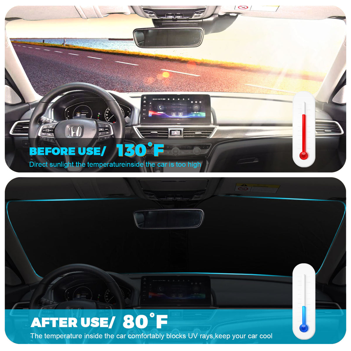 For 2018 2019 2022 Onda Accord Car Windshield Sun Shade Visor Foldable Cover - Image 3