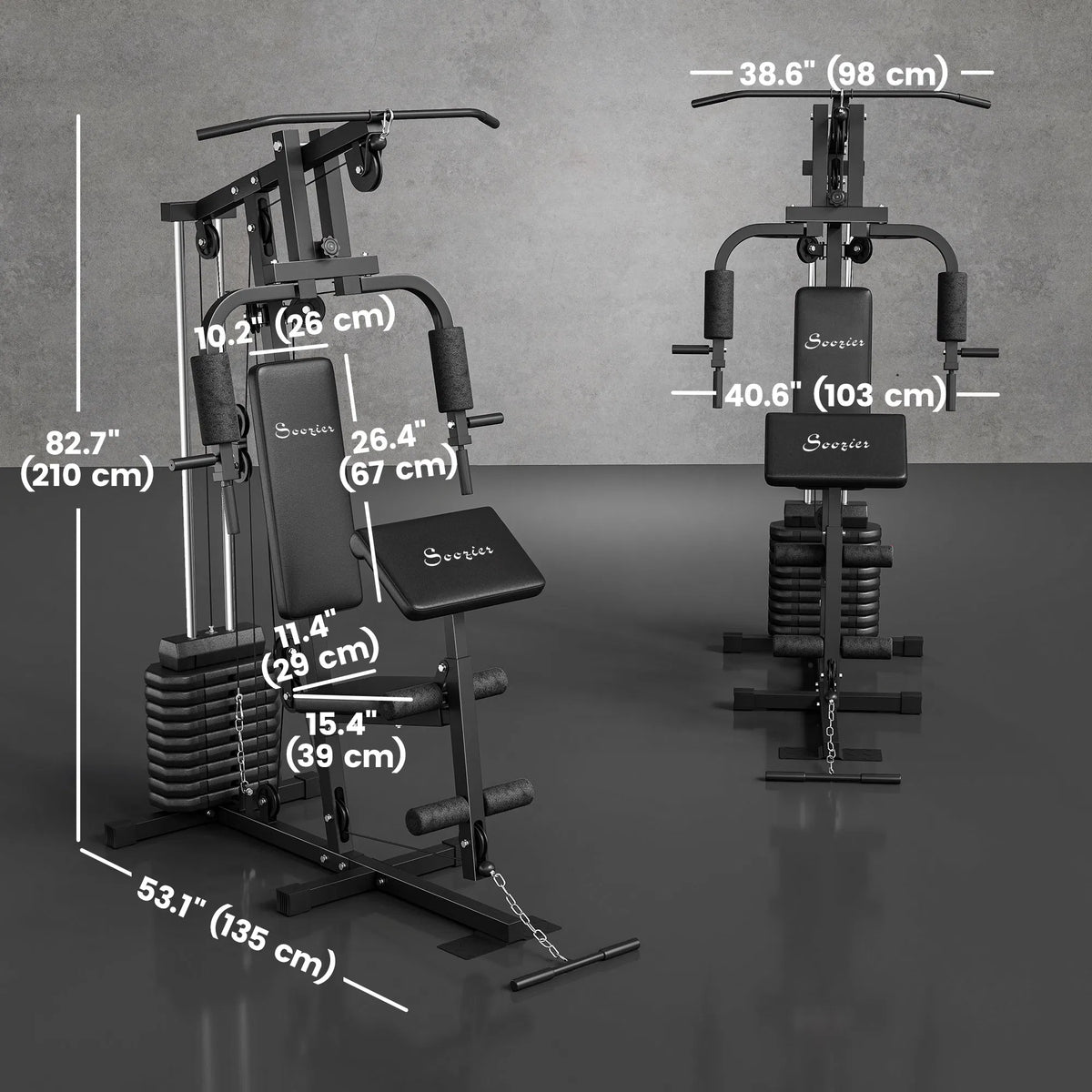 Multi Exercise Home Gym Station with 99lbs Weight Stack for for Back Chest