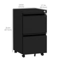 Mobile Vertical Filing Cabinet with Lock 2 Drawer Steel File Cabinet with