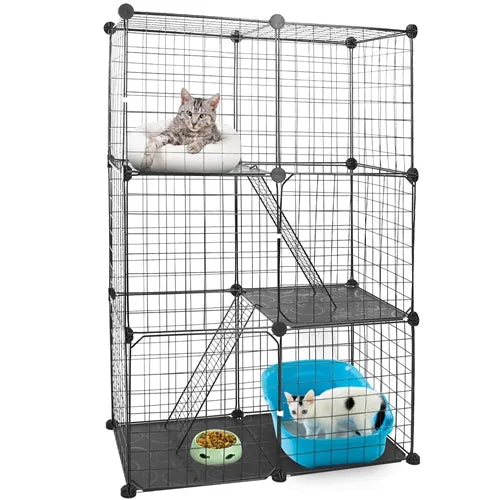 3 Tier Cat Playpen Cage Metal Indoor Cat House Detachable Kitten House with 3 - Image 4