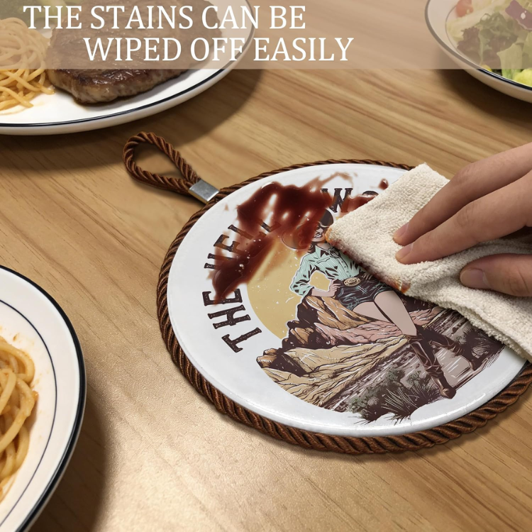 Western Cowgirl Ceramic Trivet Retro Country Hot Pad For Hot Dishes Pots And - Image 4
