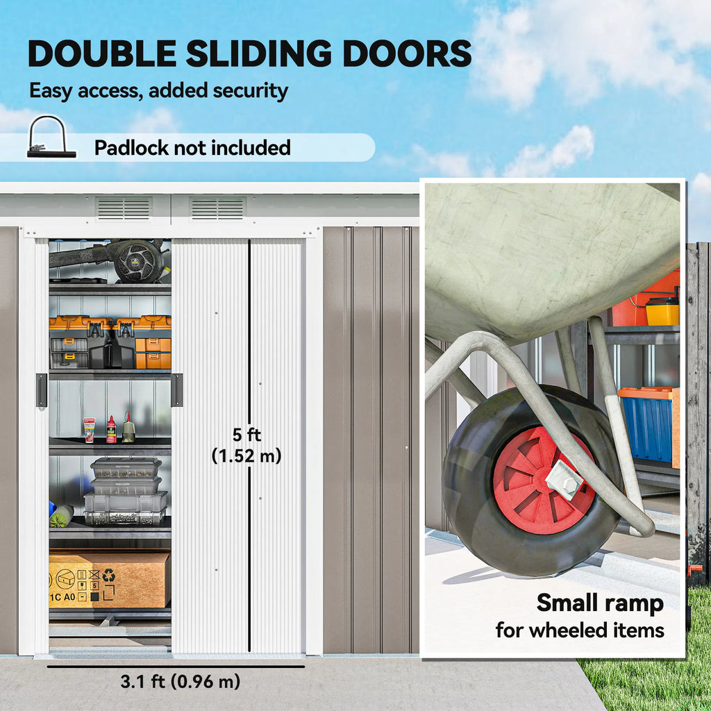9' x 4' Garden Metal Storage Shed Outdoor Equipment Tool Box with Foundation - Image 3