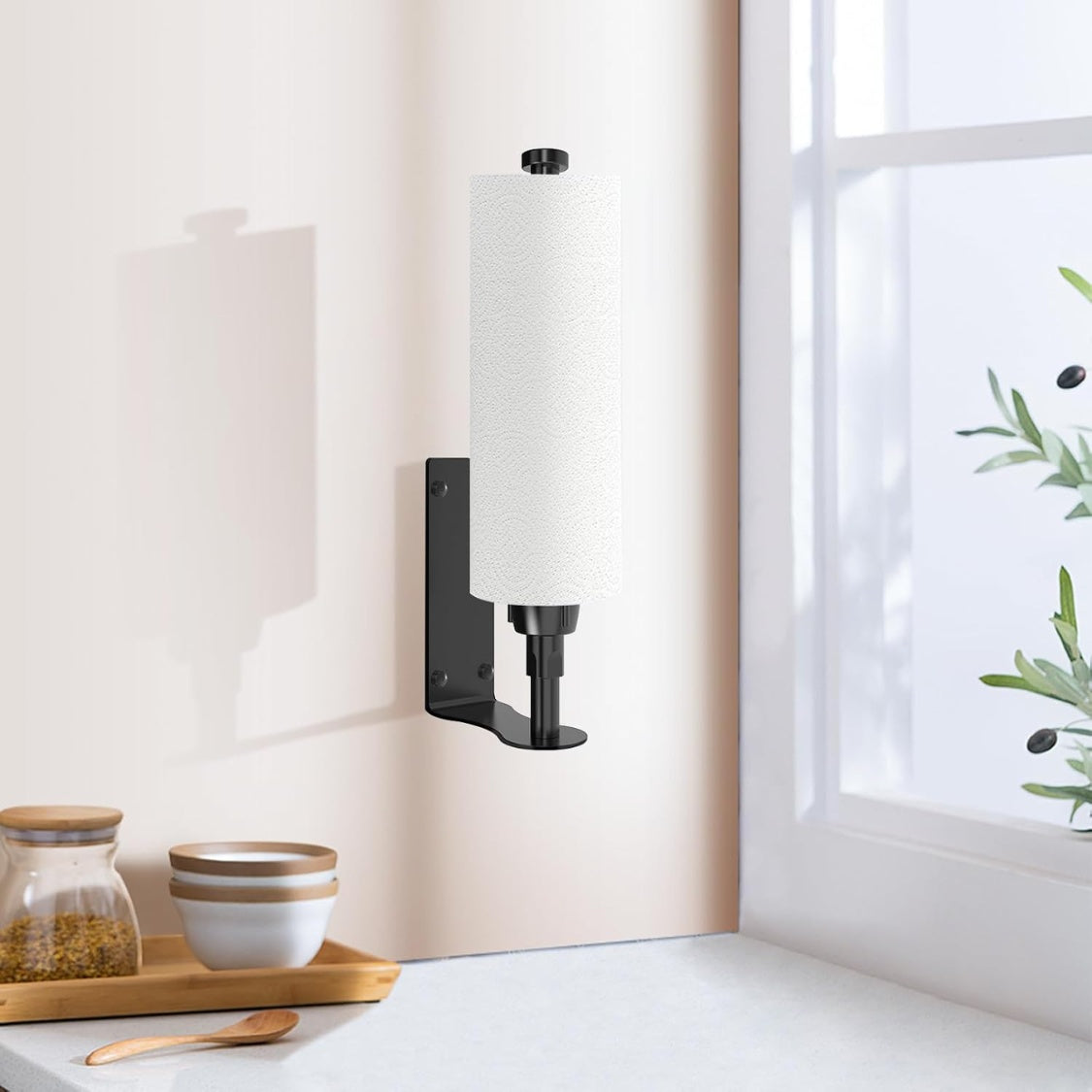 black under cabinet paper towel packaging and components