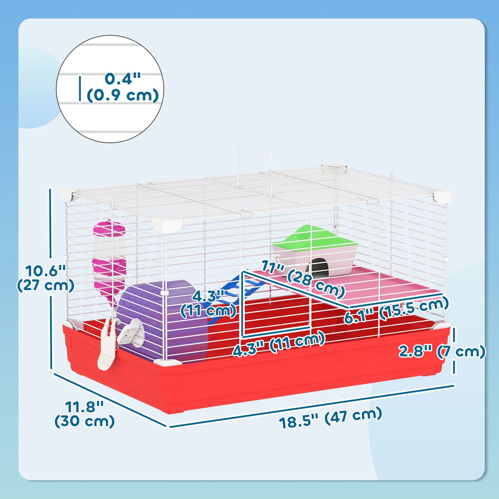 18.5'' Hamster Cage with Exercise Wheel and Water Bottle Dishes Rat House and - Image 4