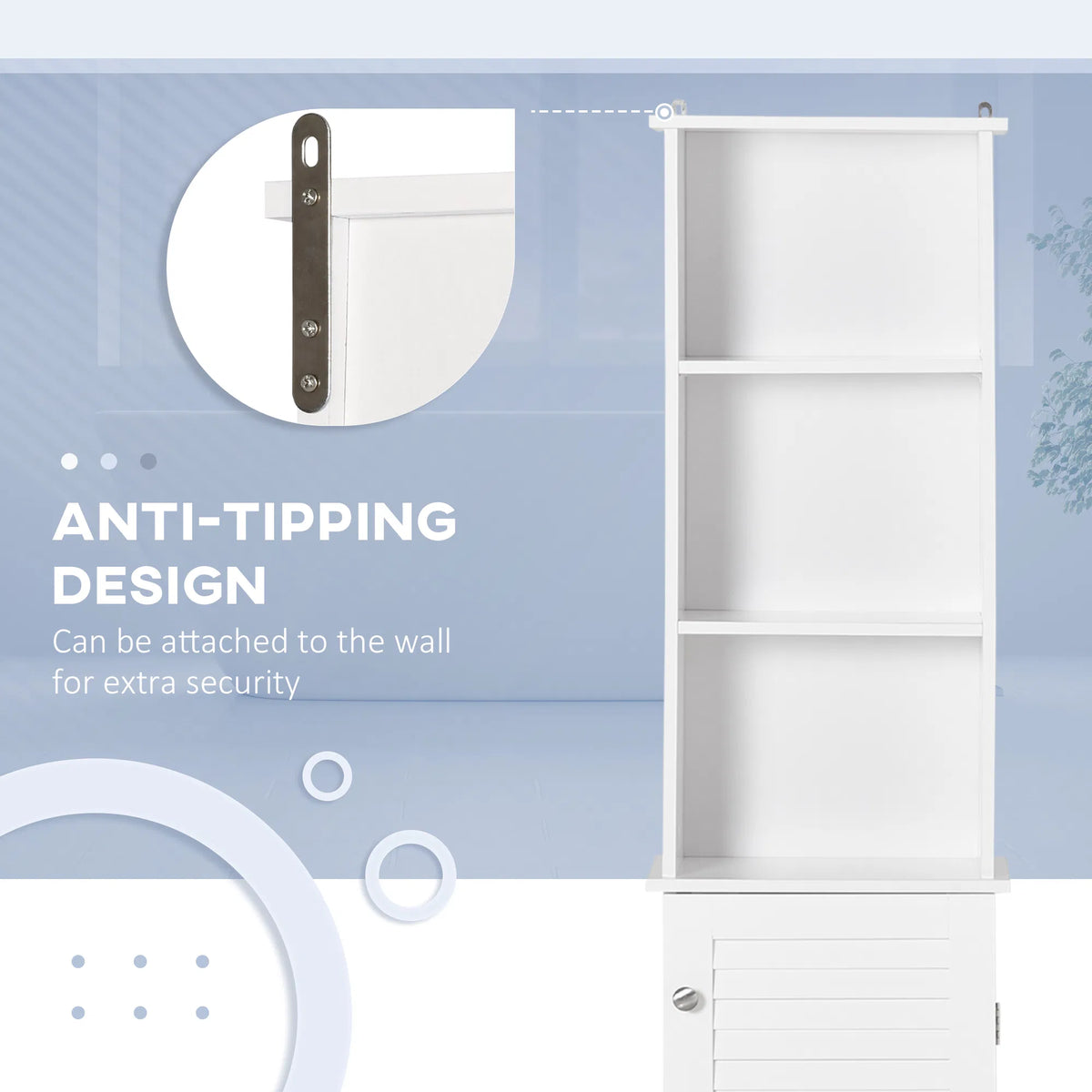 Tall Bathroom Storage Cabinet Freestanding Linen Tower with 3 Tier Open - Image 5