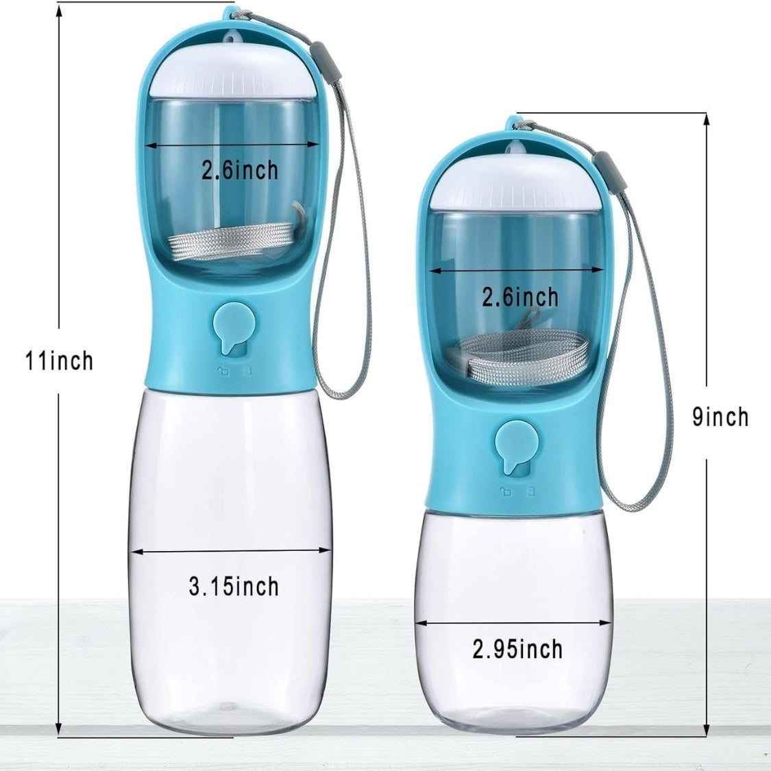 dog water bottle with food dimensions and features