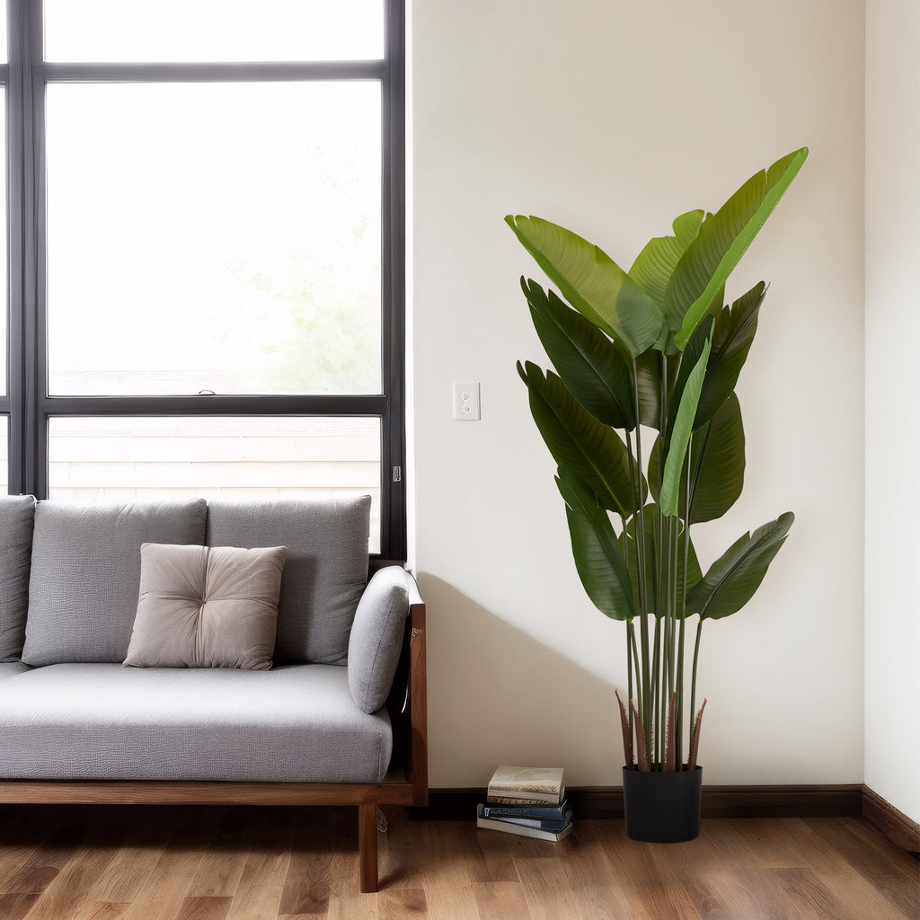 Artificial Bird of Paradise Plant 5.2ft Tall Faux Tropical Palm Tree in Pot - Image 3