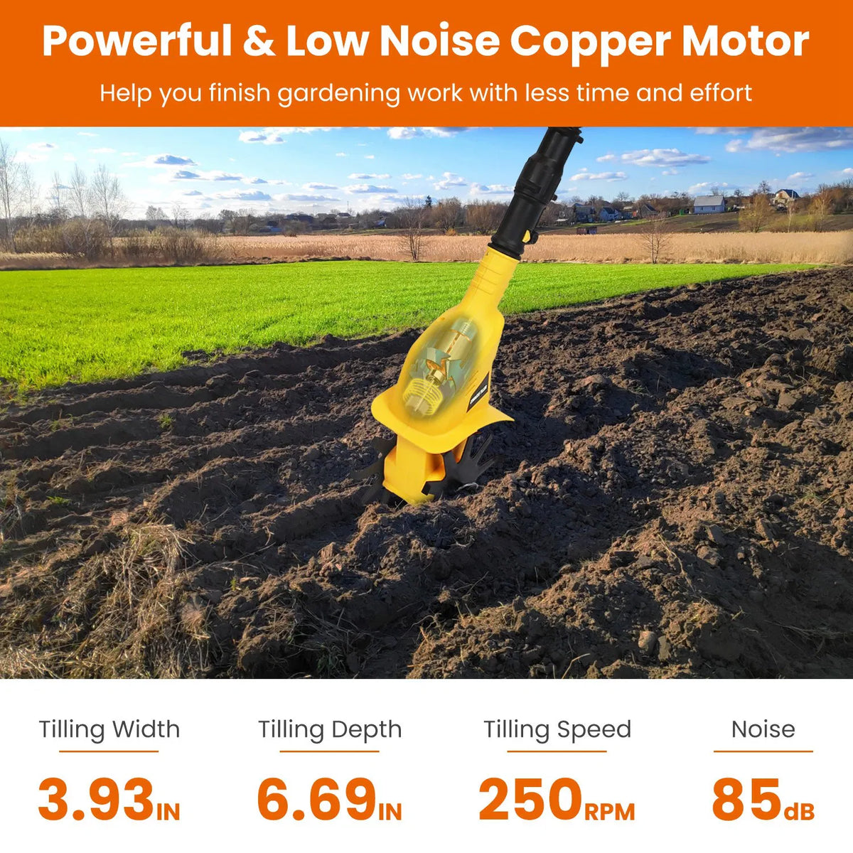 Cordless Electric Garden Tiller Cultivator With 20V Rechargeable Battery 3.93In - Image 5