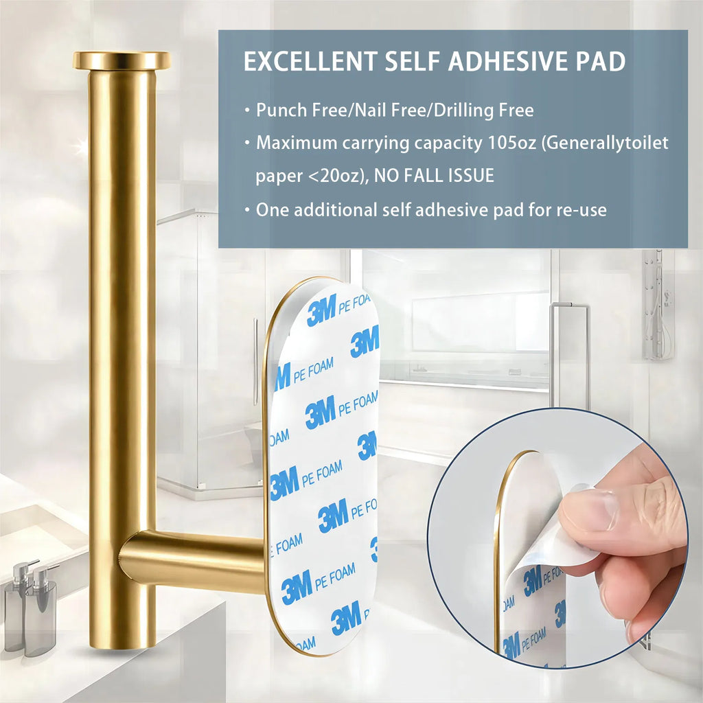 Toilet Paper Holder Self Adhesive Stainless Steel Rustproof Adhesive Toilet - Image 5