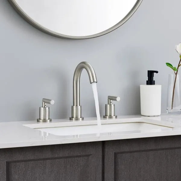 Bathroom Faucet 2 Handle Brushed Nickel Bathroom Sink Faucet Widespread 3 Hole - Image 5