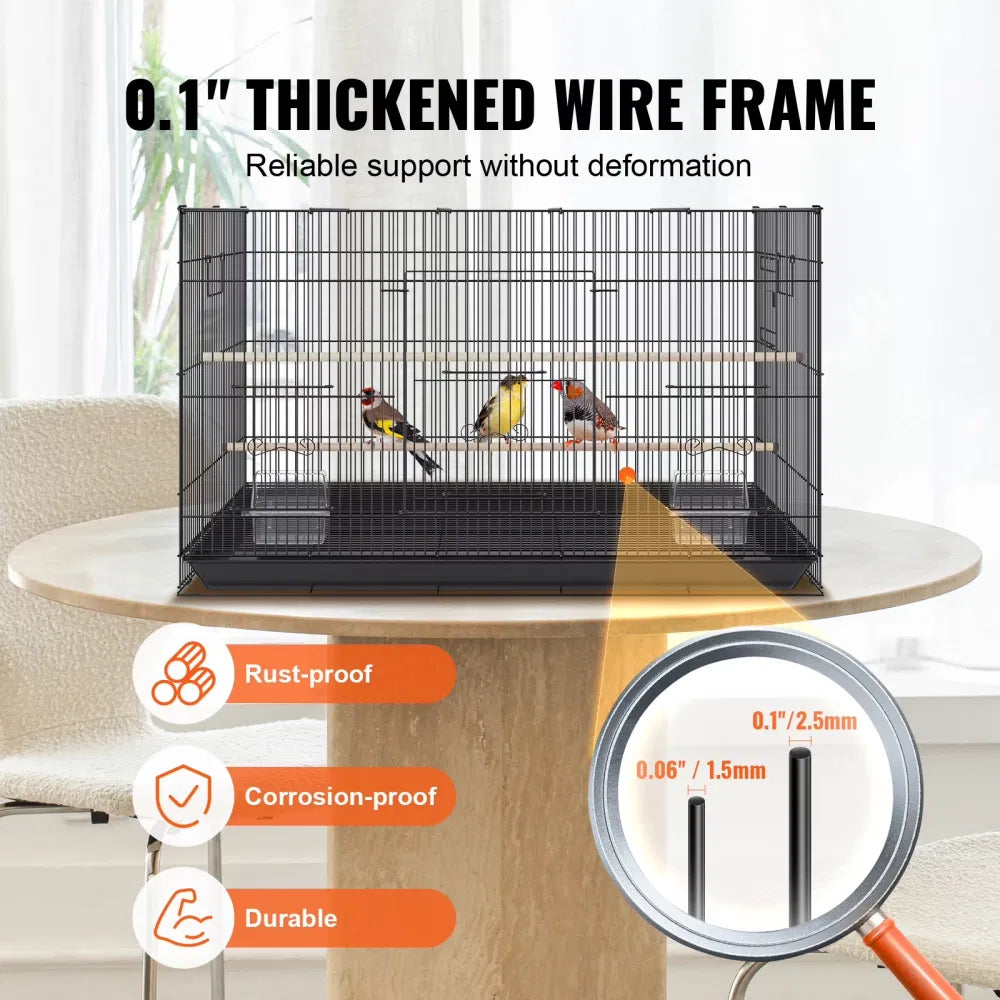 30" Bird Enclosure Durable Metal Cage for Small Parrots Budgies Lovebirds - Image 2
