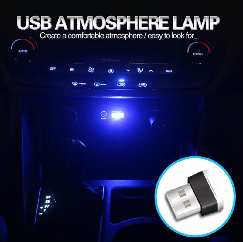 3x Mini Blue LED USB Car Interior Light Neon Atmosphere Ambient Lamp Accessories - Image 4