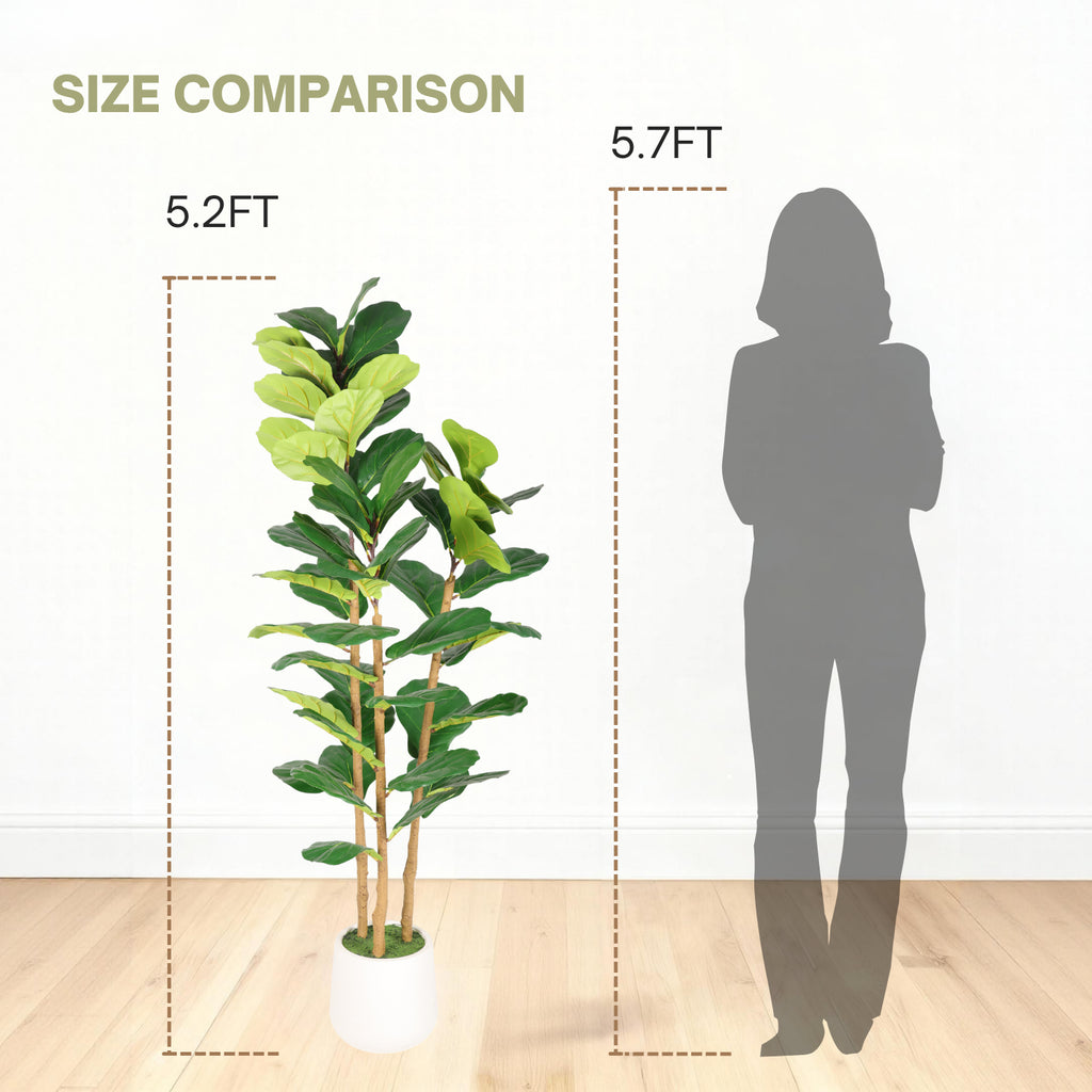 5.2FT Artificial Fiddle Leaf Fig Tree With Decorative White Pot Real Touch - Image 2