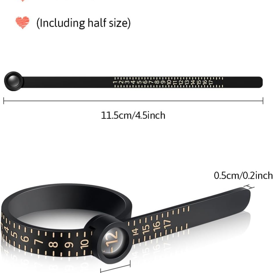 Ring Sizer Measuring Tool With Magnifier Clear And Intuitive Reading Plastic - Image 3