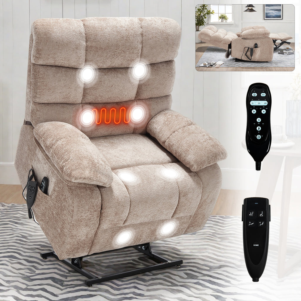 Lift Recliner Chair Heat Massage Dual Motor Infinite Position Up to 350 LBS - Image 4