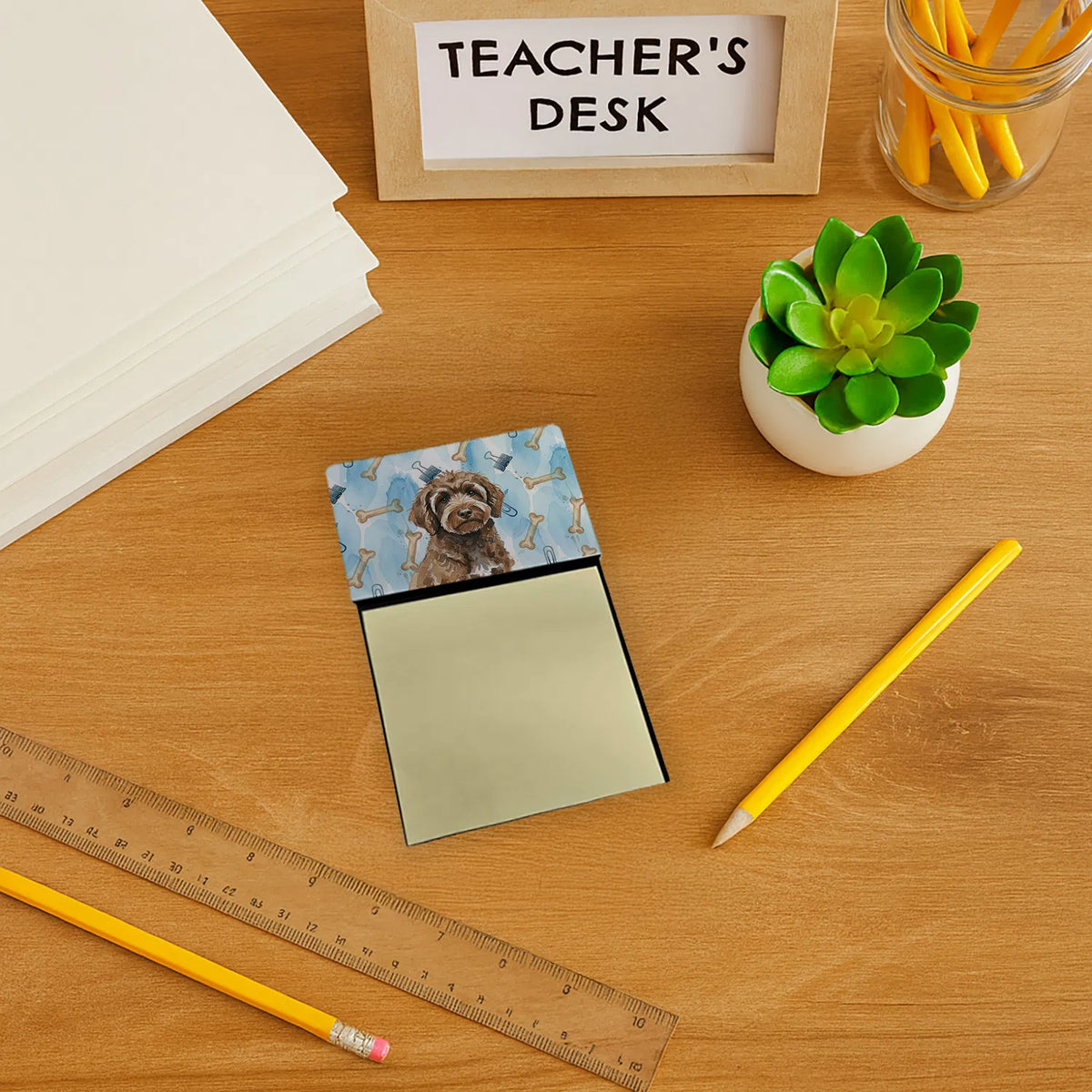 Brown Portuguese Water Dog Coworker Watercolor Sticky Note Holder Refillable - Image 7