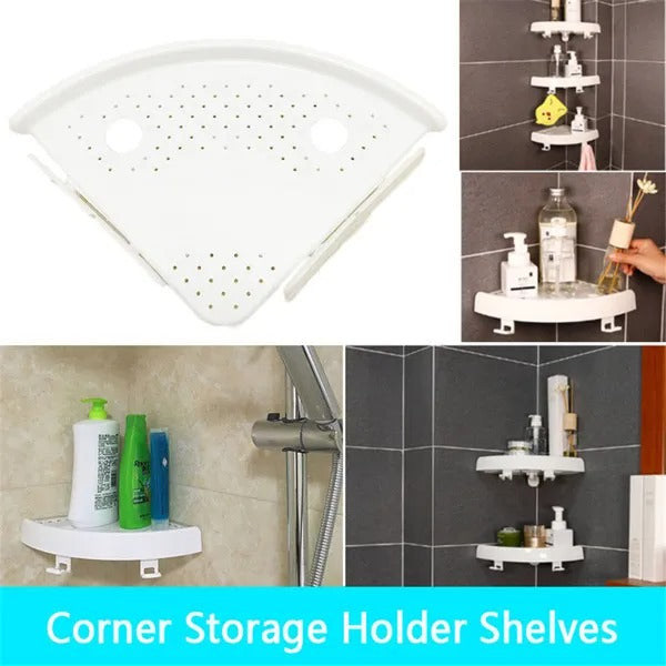 bathroom wall corner shelf organizer packaging and components