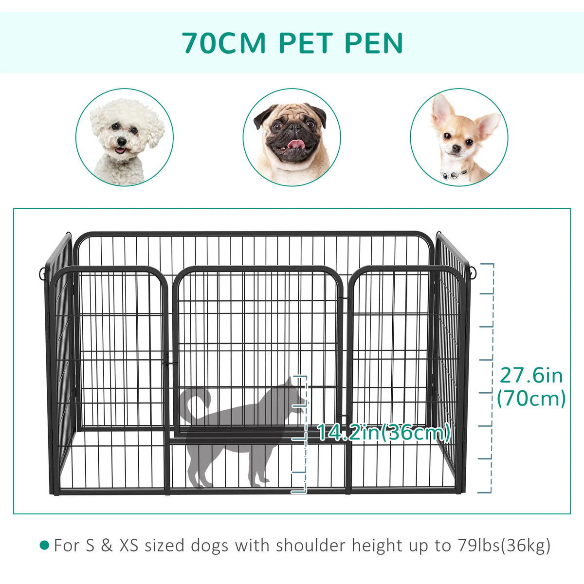 32"W 4 Panel Metal Dog Pen Exercise Pet Playpen Dog Indoor/Outdoor Fence Black - Image 2