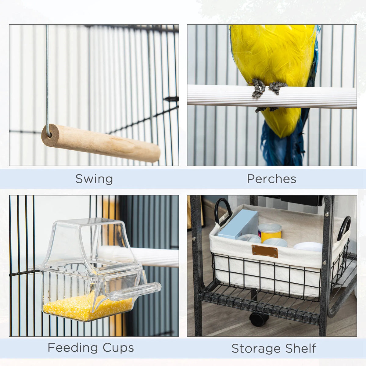 Bird Cage Starter Kit with Detachable Rolling Stand - Image 3