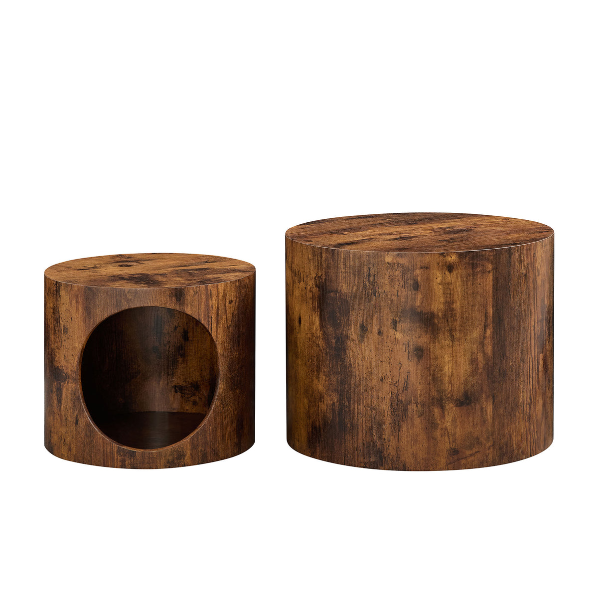 Cat Nest Nesting Stool Set Round Nesting Coffee Table Set of 2 for Living - Image 5