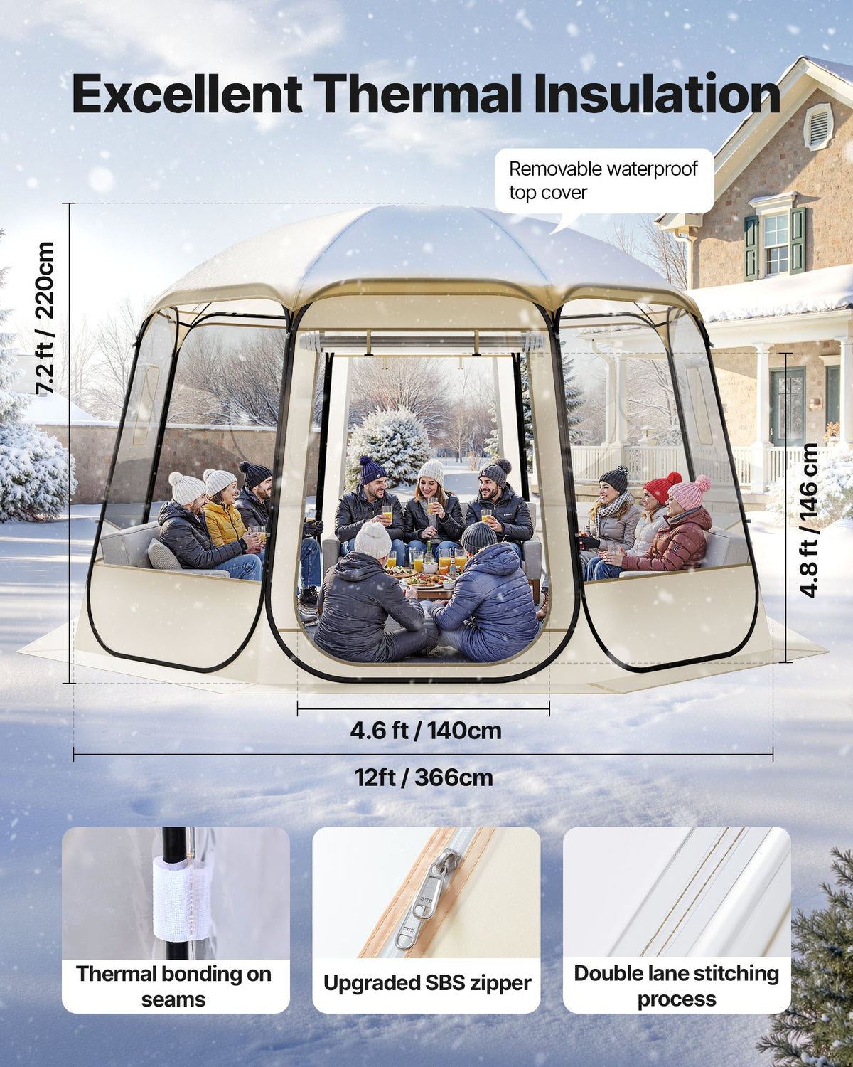 12x11.1ft clear pop-up garden bubble tent product view 2