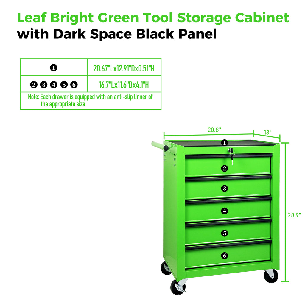 Rolling Metal Tool Chest with 5 Drawers 20" 5 Drawer Tool Chest Cabinet with - Image 3
