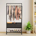 1Pc Double Rods Garment Rack with Storage Bag Portable Clothing Rack with