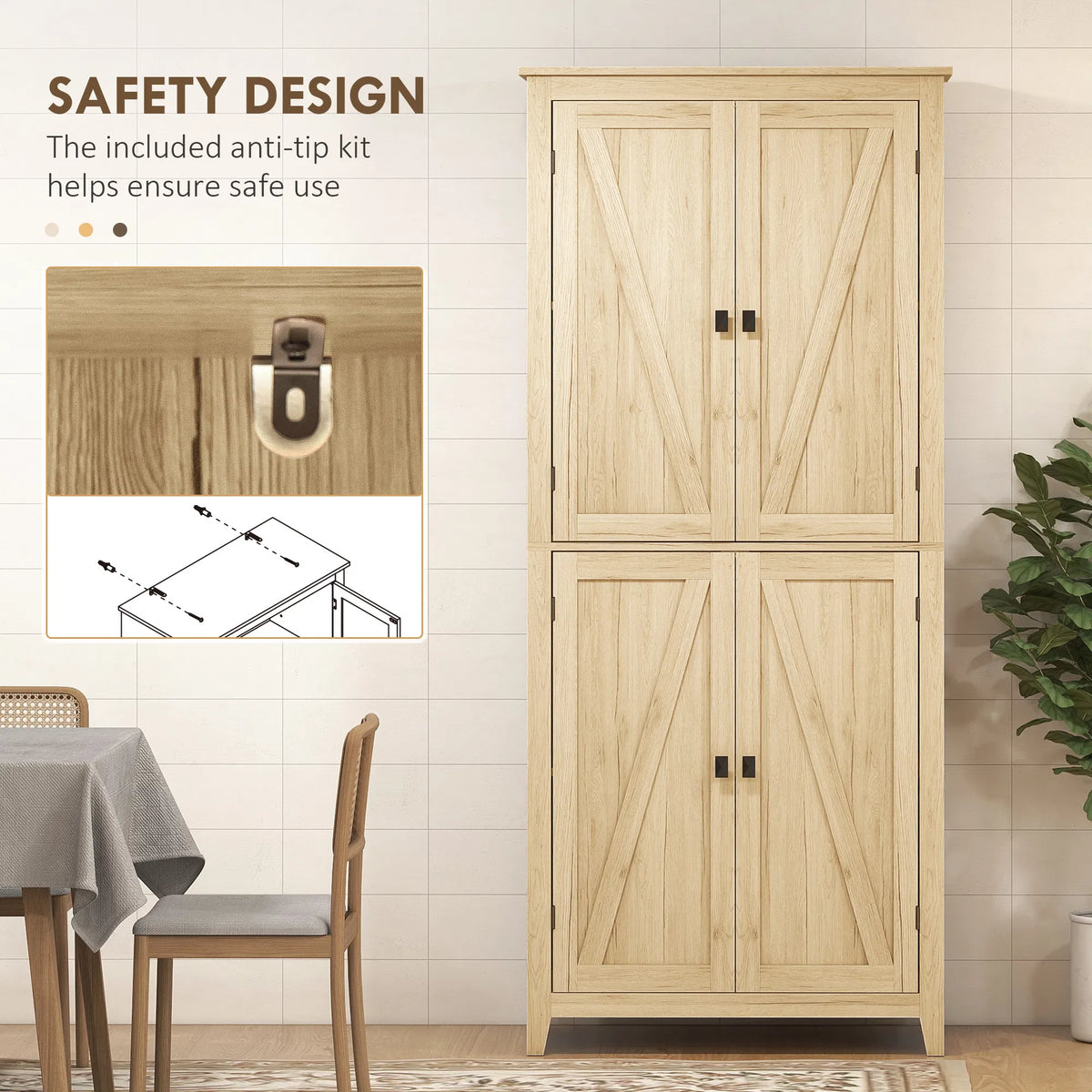 72" Freestanding Storage Cabinet Kitchen Pantry Cabinet with Doors and Shelves - Image 5