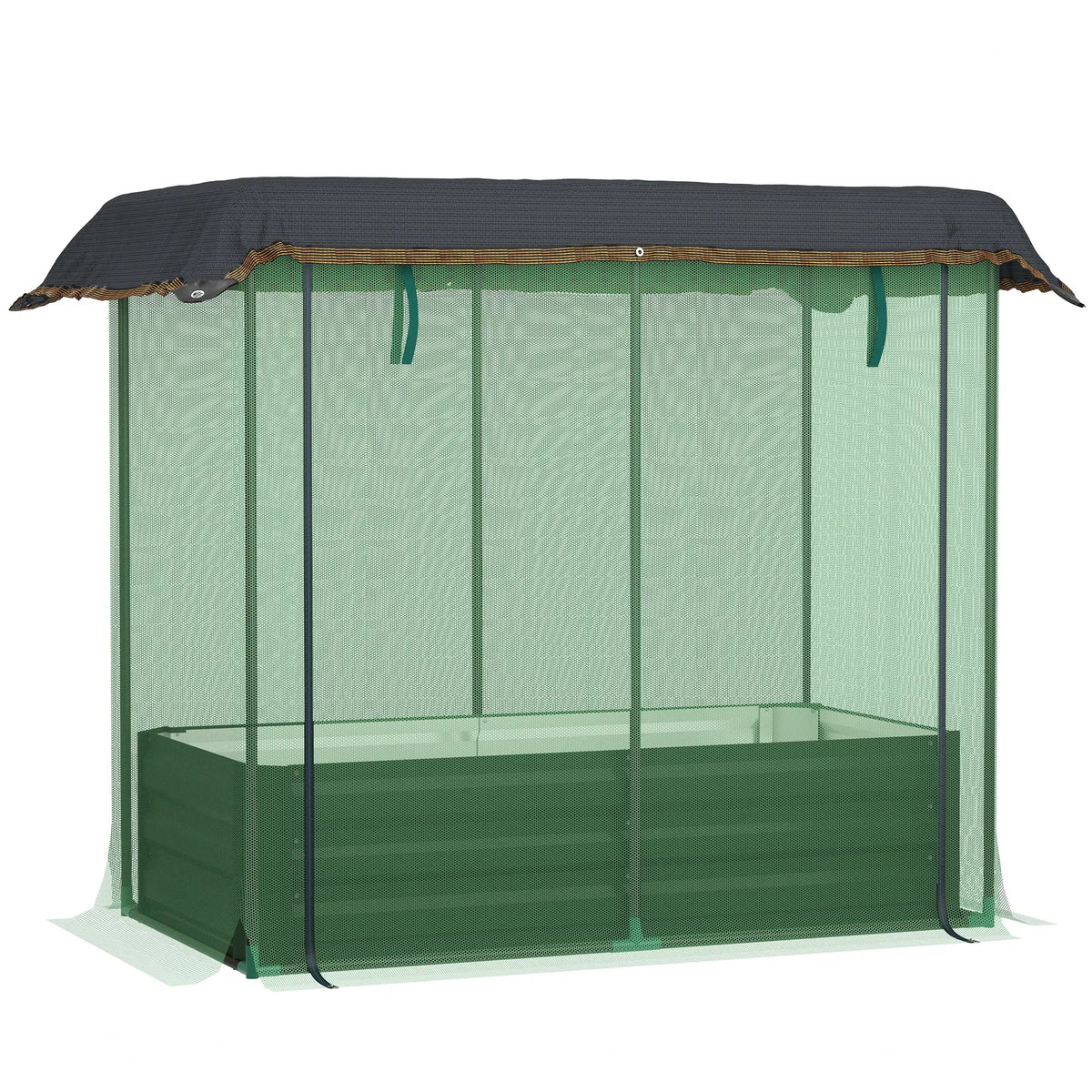 Galvanized Steel Planter Box with Crop Cage and Shade Cloth Raised Garden Bed
