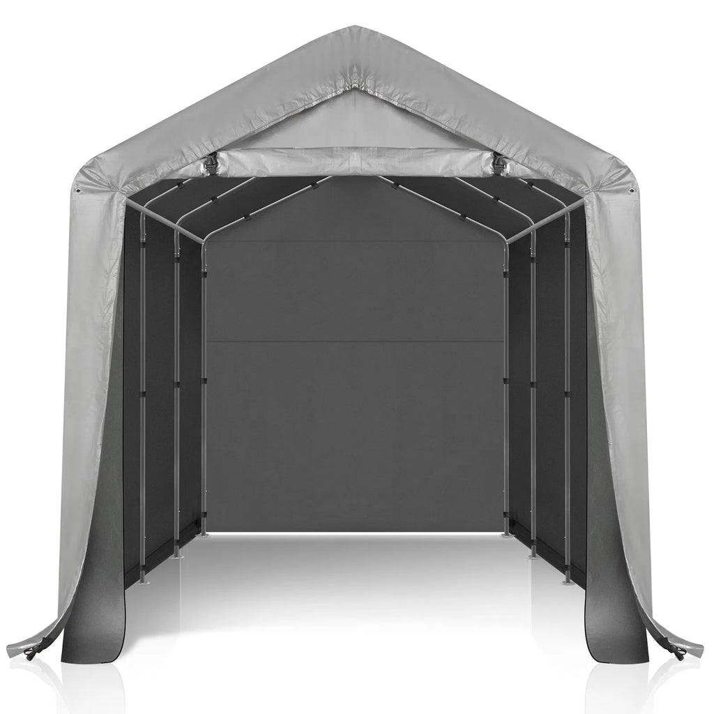 8x12ft heavy duty portable outdoor storage shelter shed with roll up zipper door - main view