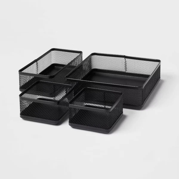 mesh desk organizer black steel detail and structure