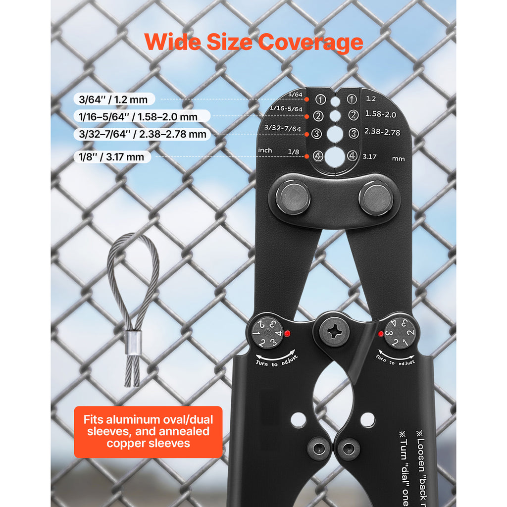 Crimping Tool 3/64" 1/8" Steel Wire Rope Crimper With Clear Metric And