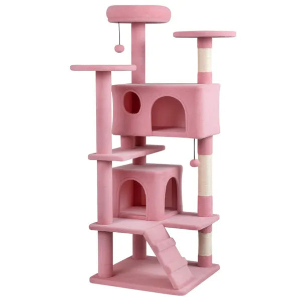 52" Tall Cat Tree Tower With Perches & Condos Multi Cat Playground With - Image 2