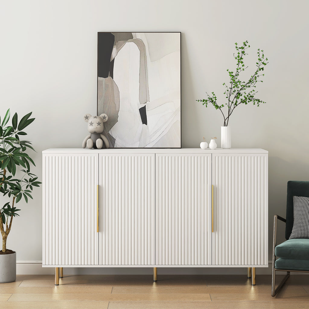 White Modern Fluted Buffet Cabinet