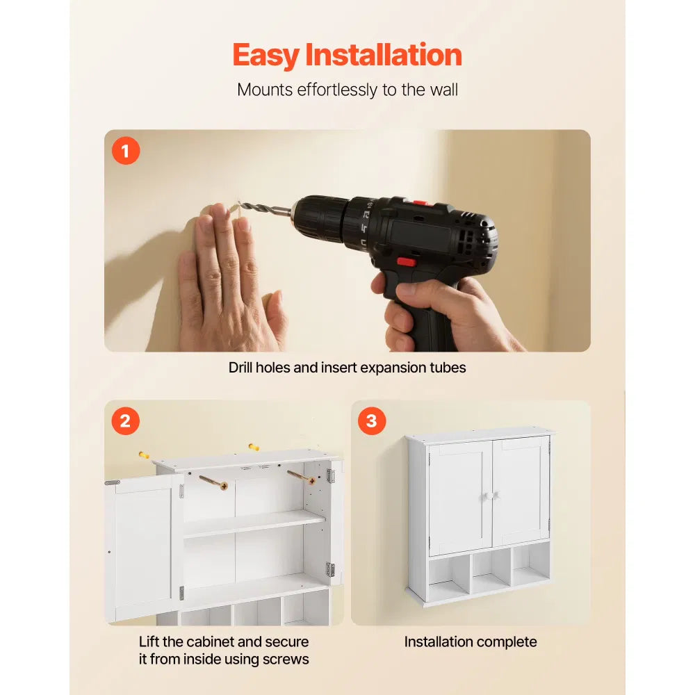 Bathroom Wall Cabinet With Doors And Adjustable Shelf Mountedstorageorganizer - Image 6