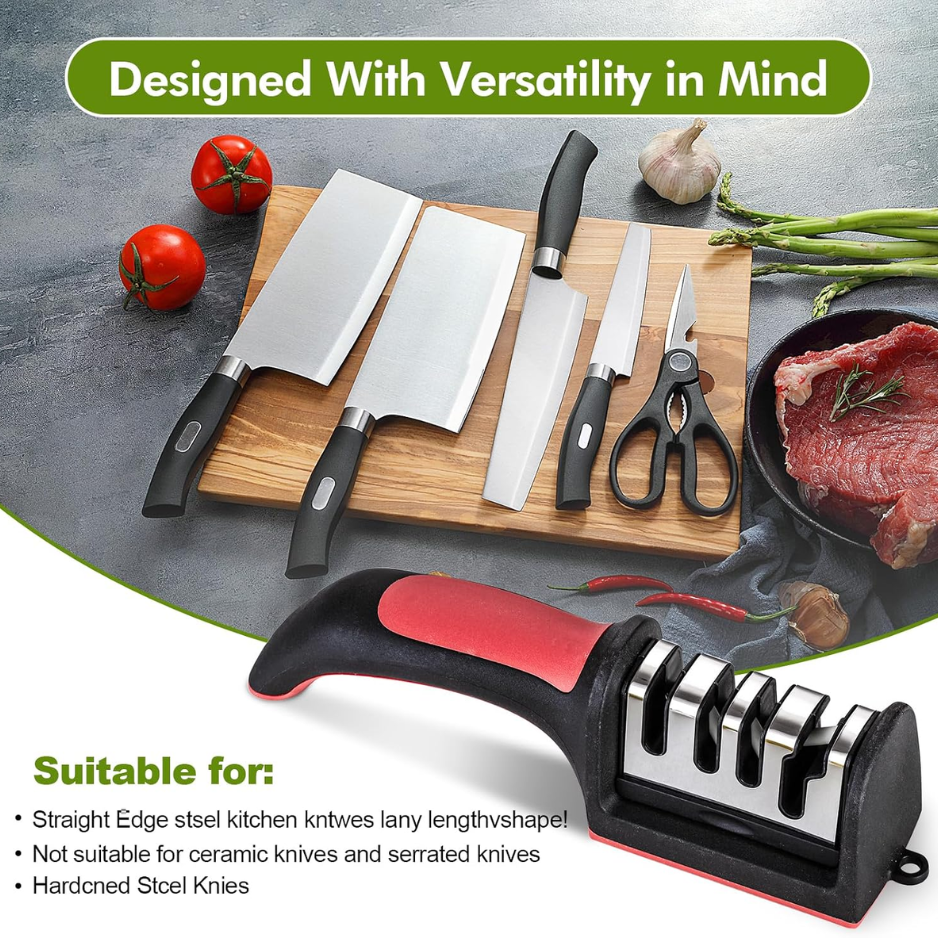 Professional 4 in 1 Manual Knife & Scissors Sharpener Tungsten & Ceramic - Image 2