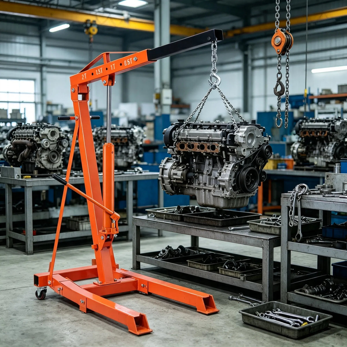3 Ton Hydraulic Long Ram Jack Engine Hoist Cylinder with Clevis Base for - Image 2