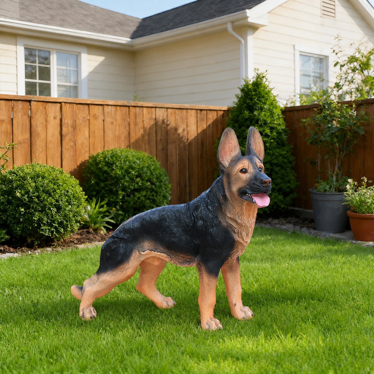Outdoor German shepherd Dog Statue Greeter Garden Decor Cute Puppy Sculpture