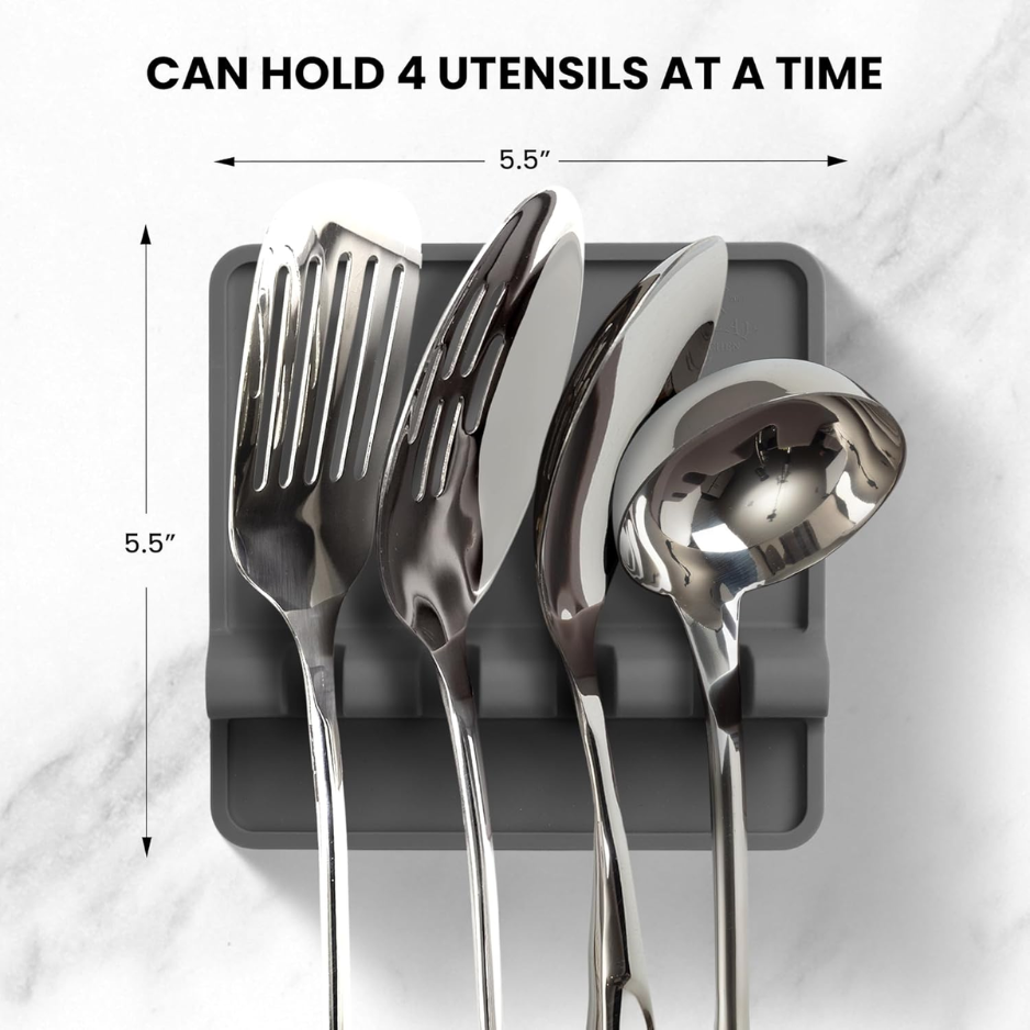 Zulay Kitchen Multi Utensil Silicone Spoon Rest Heat Resistant Stovetop Drip - Image 3