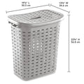 Weave Laundry Hamper with Lid Plastic Dcor Pattern and 2 Carry Handles Gray