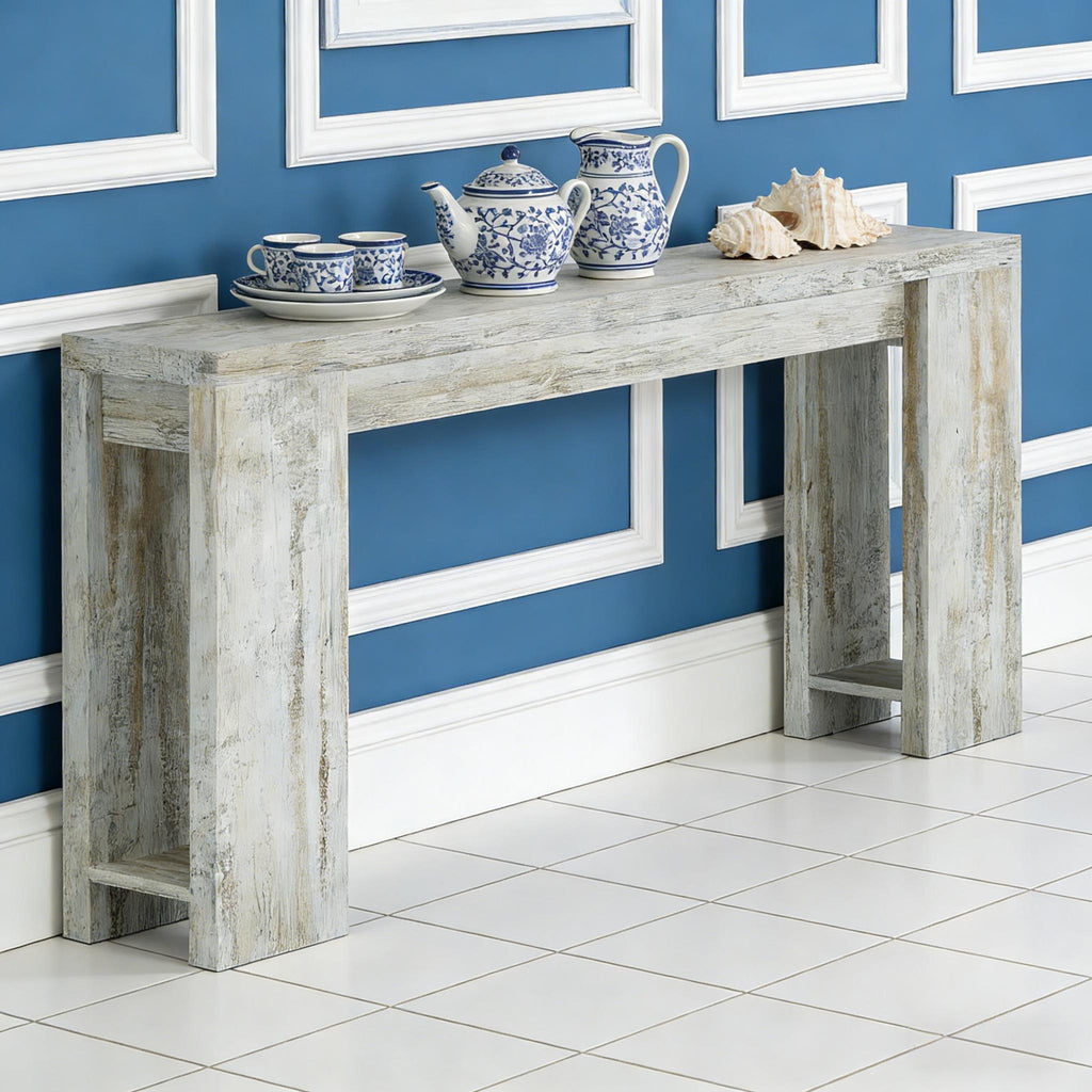 White Wooden Entryway Console Table