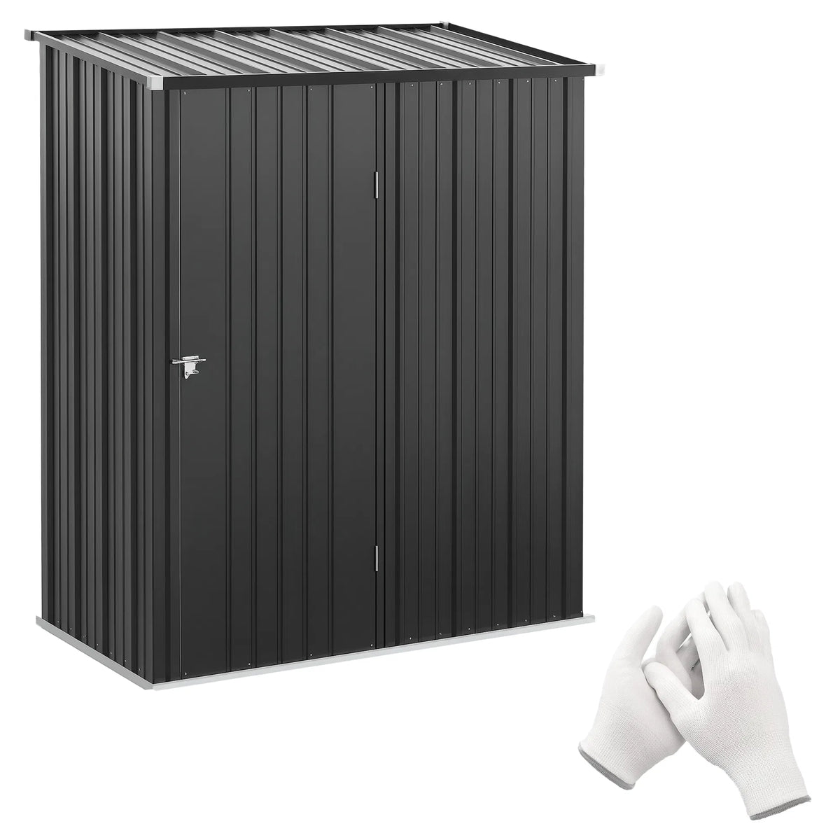 5' x 3' Outdoor Storage Shed Steel Garden Shed with Single Lockable Door Tool - Image 5