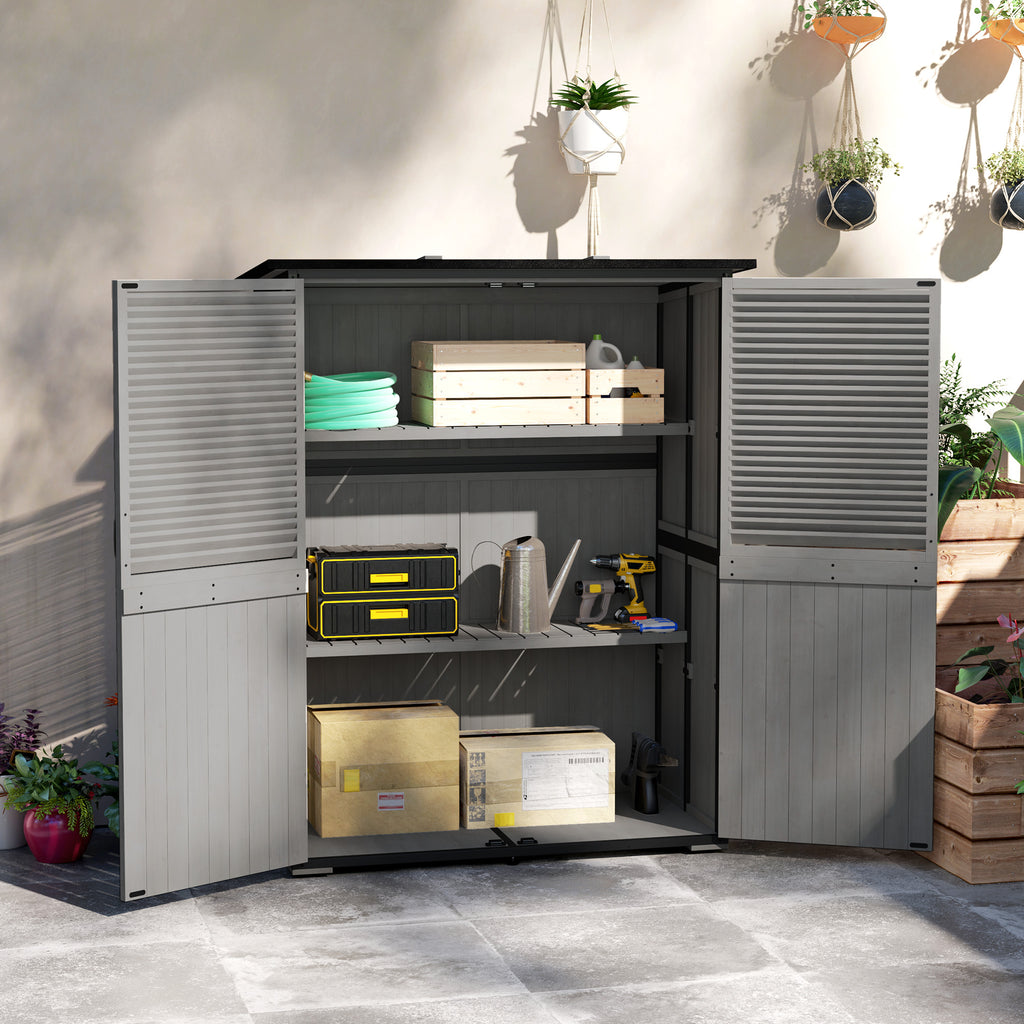 Wood Storage Shed Outdoor Garden Shed With Asphalt Roof 2 Shelves Lockable