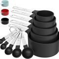 Stackable Measuring Cups & Spoons Set Black Nesting Kitchen Gadgets With