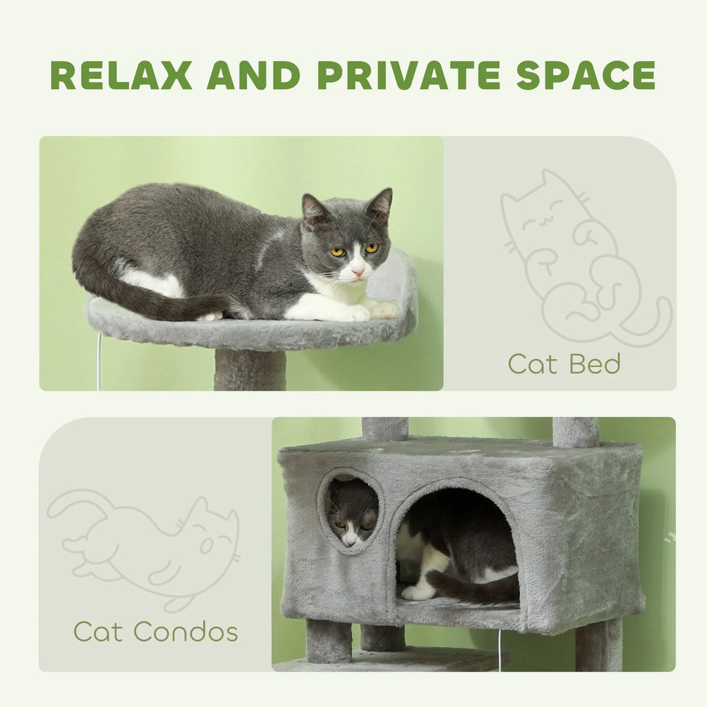 54" Cat Tree Multi Level Cat Tower with Scratching Posts Cat Condos Bed - Image 4