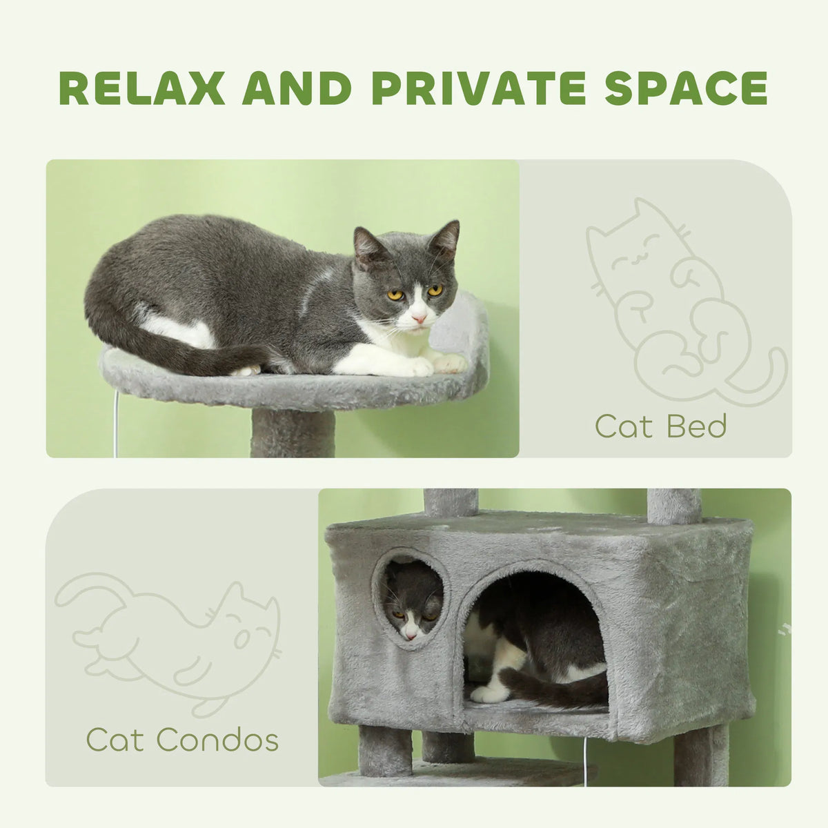 54" Cat Tree Multi Level Cat Tower with Scratching Posts Cat Condos Bed - Image 4