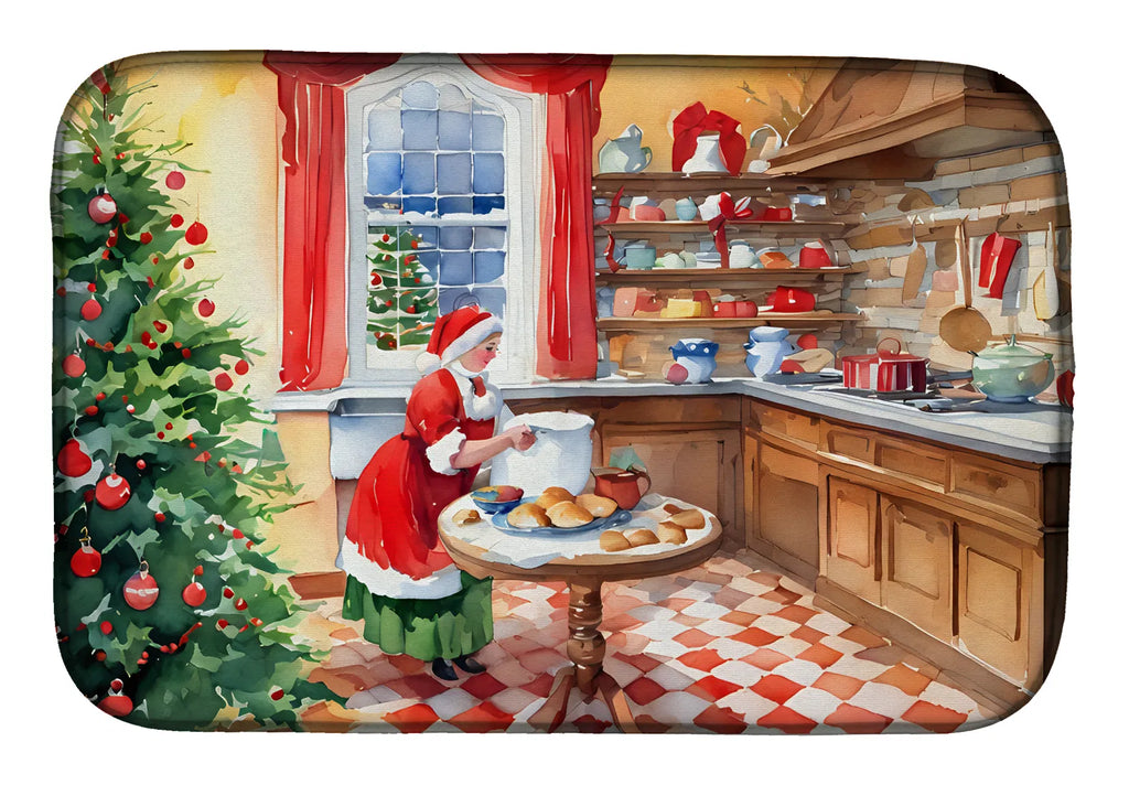 Cookies with Santa Claus Mrs. Claus Dish Drying Mat Absorbent Dish Drying Mat - Image 2