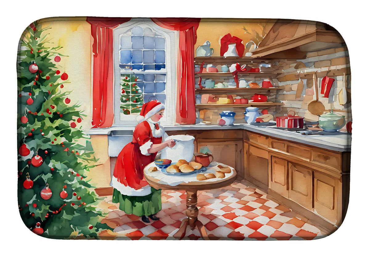 Cookies with Santa Claus Mrs. Claus Dish Drying Mat Absorbent Dish Drying Mat - Image 2