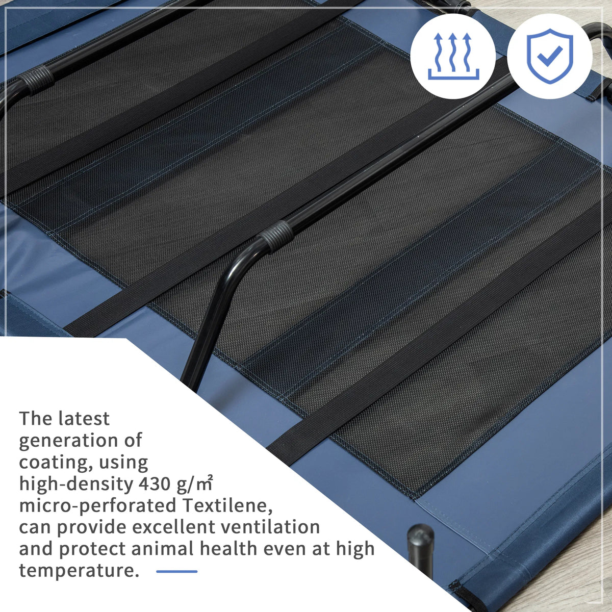 48" X 36" X 9" Elevated Pet Bed with Carrying Bag Dark Blue - Image 2