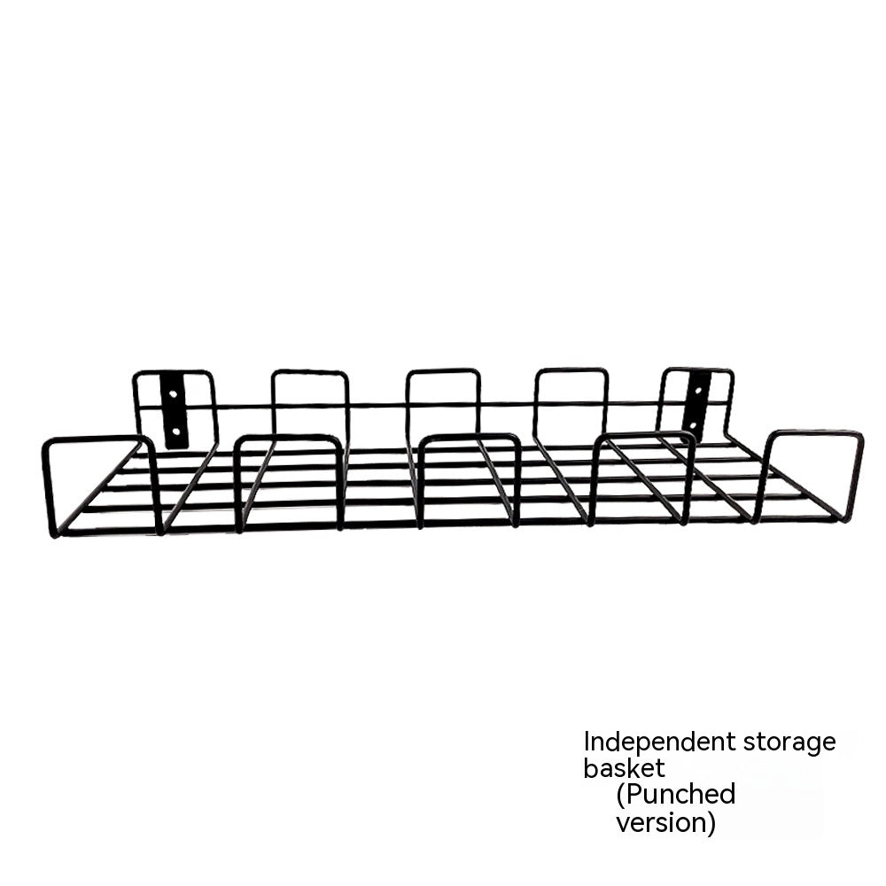 under-table hanging wire shelf organizer close-up